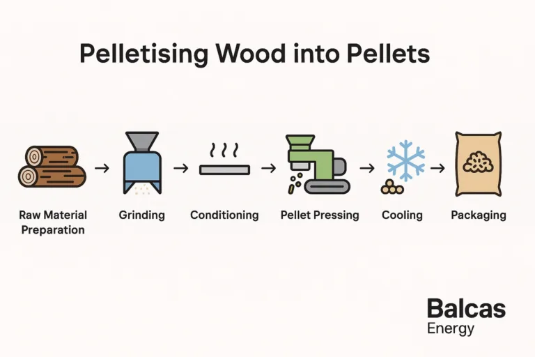 pelletising wood into pellets